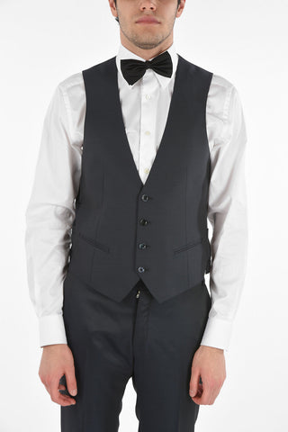 CC COLLECTION Virgin Wool Blend CERIMONY RESET 3-piece Suit with Peak Lapel