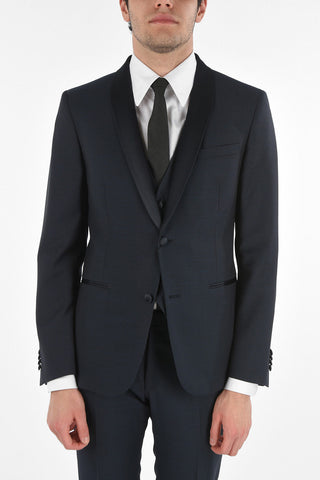 CC COLLECTION Virgin Wool CERIMONY RESET 3-Piece Suit with Satin Shawl Lapel