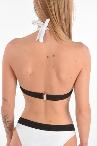 Top Bikini in Nylon con Fascia a Contrasto