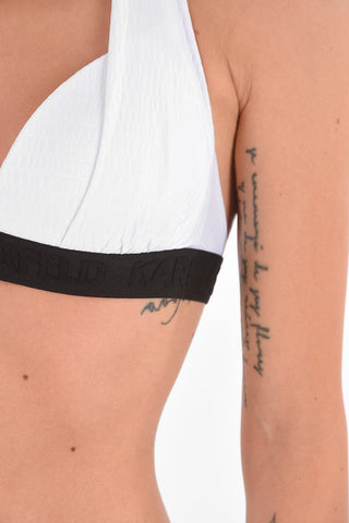 Top Bikini in Nylon con Fascia a Contrasto