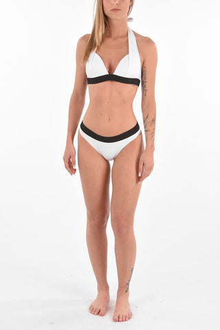 Top Bikini in Nylon con Fascia a Contrasto