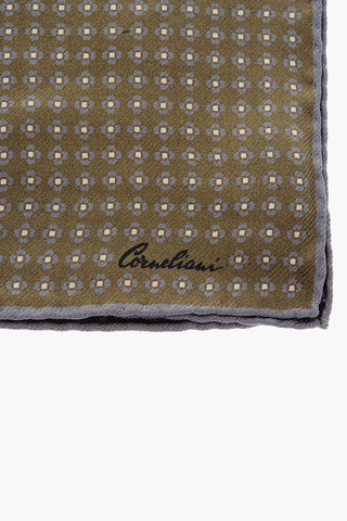 floral-printed two-tone silk pocket handkerchief