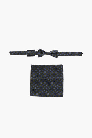 CC COLLECTION geometric patterned Silk pocket handkerchief and bow ties