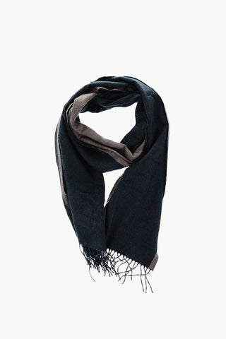 two-tone silk scarf with fringes