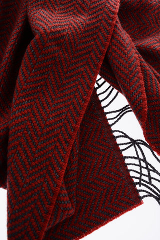 plain herringbone silk and cashmere scarf with fringes 