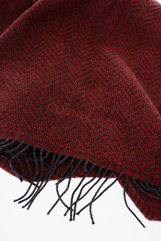 plain herringbone silk and cashmere scarf with fringes 