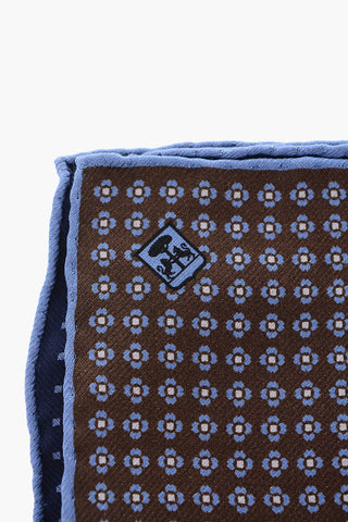 floral-printed two-tone silk pocket handkerchief