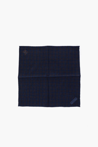 Gingham Check Motif Wool pocket handkerchief 