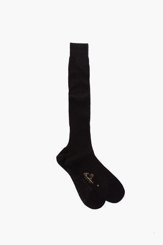 Virgin Wool Ribbed Long Socks