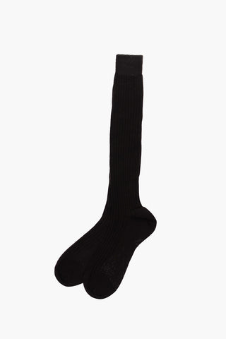 Virgin Wool Ribbed Long Socks