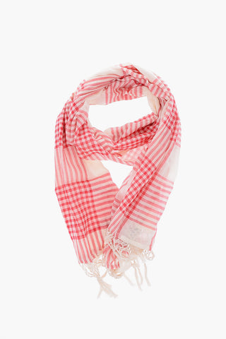 CC COLLECTION Gingham Check Foulard with Fringe