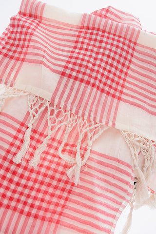 CC COLLECTION Gingham Check Foulard with Fringe