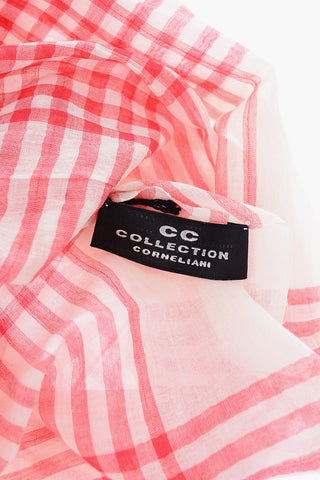 CC COLLECTION Gingham Check Foulard with Fringe