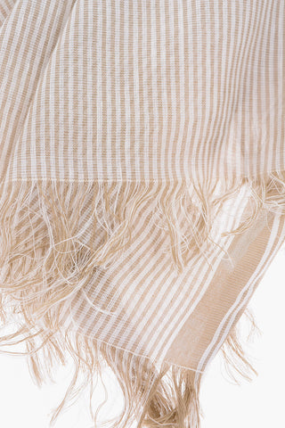 striped two-tone foulard with fringes