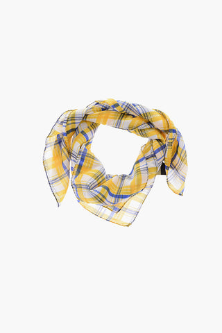 Foulard tartan in cotone e seta