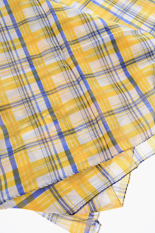 Foulard tartan in cotone e seta