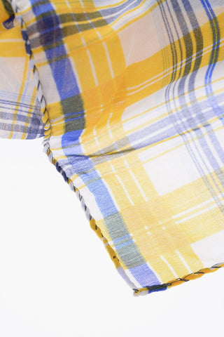 Foulard tartan in cotone e seta