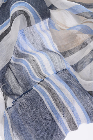 barcode striped flax and cotton foulard