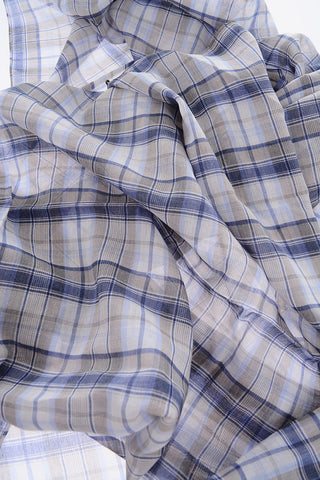 Tartan Motif Cotton and Silk Foulard