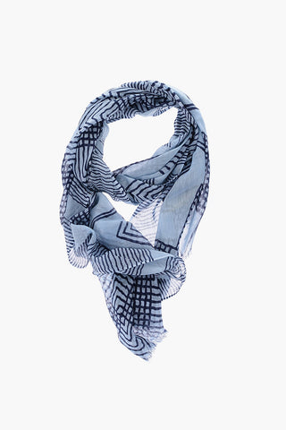 CC COLLECTION Foulard con motivo a Righe in Cotone e Seta