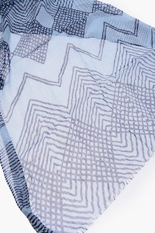 CC COLLECTION Foulard con motivo a Righe in Cotone e Seta