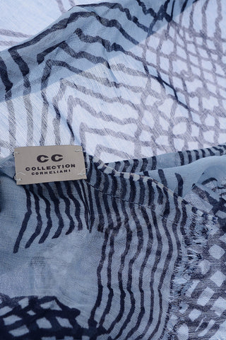 CC COLLECTION Foulard con motivo a Righe in Cotone e Seta