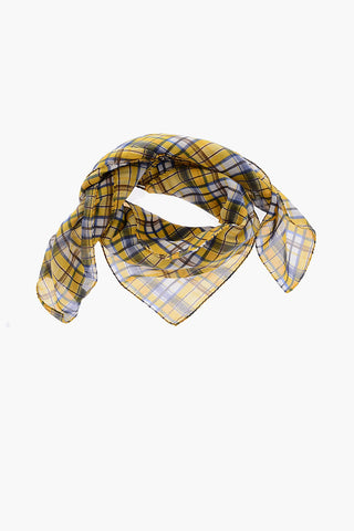 Foulard tartan in cotone e seta