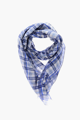 Tartan Motif Cotton and Silk Foulard