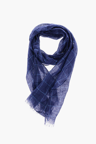 Foulard a quadri windowpane in lino e seta