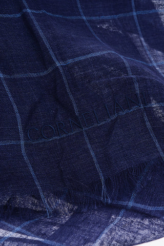 Foulard a quadri windowpane in lino e seta