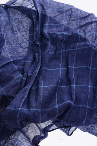 Foulard a quadri windowpane in lino e seta