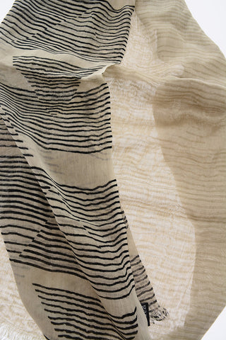 CC COLLECTION Foulard con motivo a Righe in Cotone e Seta