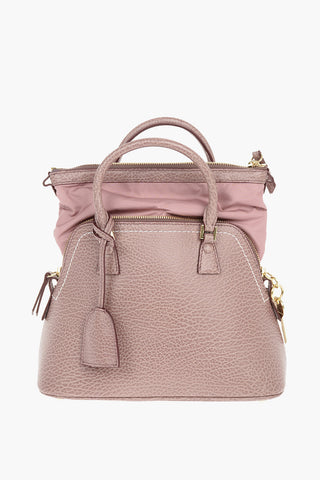 Micro Grained Leather 5AC Top Handle Bag with Removable Shoulder Strap