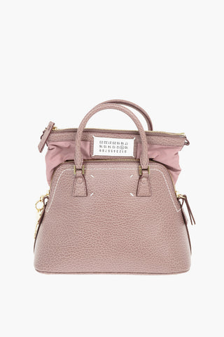 Micro Grained Leather 5AC Top Handle Bag with Removable Shoulder Strap