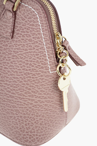 Micro Grained Leather 5AC Top Handle Bag with Removable Shoulder Strap