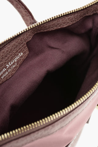 Micro Grained Leather 5AC Top Handle Bag with Removable Shoulder Strap