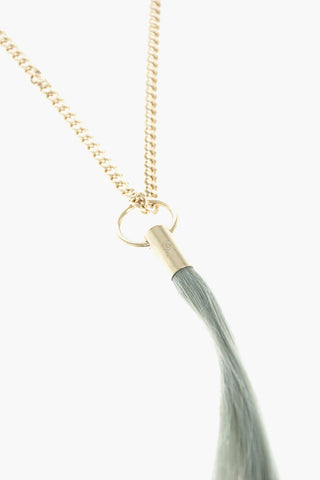 MM6 Chain Necklace with Faux Hair Pendant