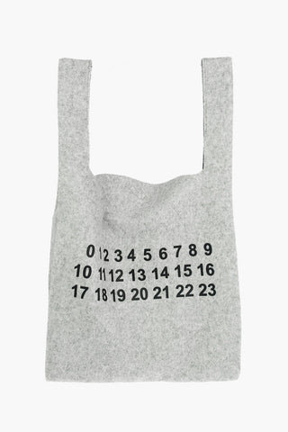 MM11 Wool Blend Shopper Bag with Embossed Numbers 