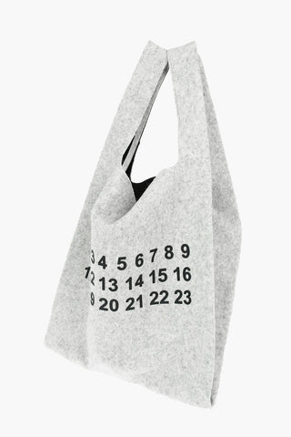 MM11 Wool Blend Shopper Bag with Embossed Numbers 