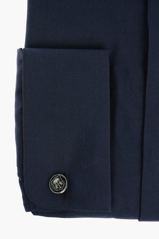 Camicia in Cotone e Seta con Colletto Diplomatico e Polsini Doppi alla Francese