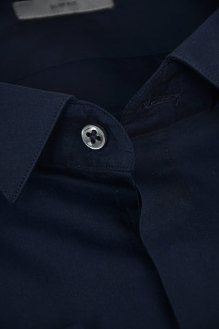 Camicia in Cotone e Seta con Colletto Diplomatico e Polsini Doppi alla Francese