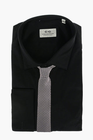 CC COLLECTION Spread Collar Shirt with Double Cuffs