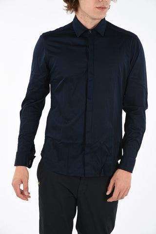 CC COLLECTION Spread Collar Shirt with Double Cuffs