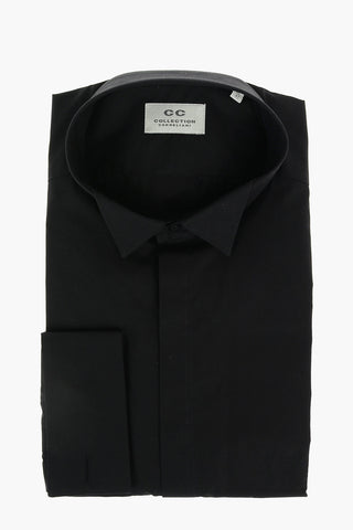 CC COLLECTION Wing-tip Collar Shirt with Double Cuffs
