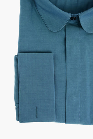 CC COLLECTION Shaded Shirt with Round-tip Collar and Double Cuffs