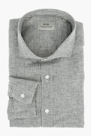 CC COLLECTION Minicheckered Flax Shirt with Matching Pocket Square