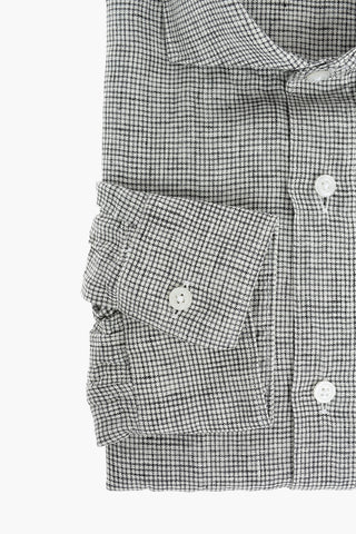 CC COLLECTION Minicheckered Flax Shirt with Matching Pocket Square