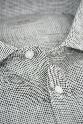 CC COLLECTION Minicheckered Flax Shirt with Matching Pocket Square