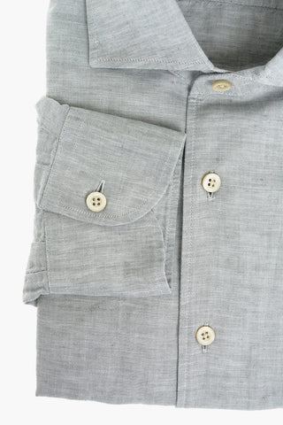 Camicia in Cotone e Lino con Collo Francese