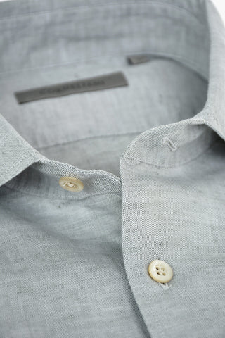 Camicia in Cotone e Lino con Collo Francese